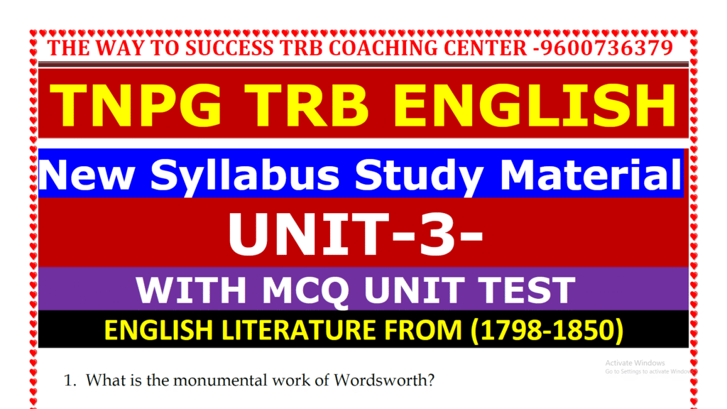 TRB English Unit - 3 New Syllabus Full Study Materials 2025 : Kalvi Nesan