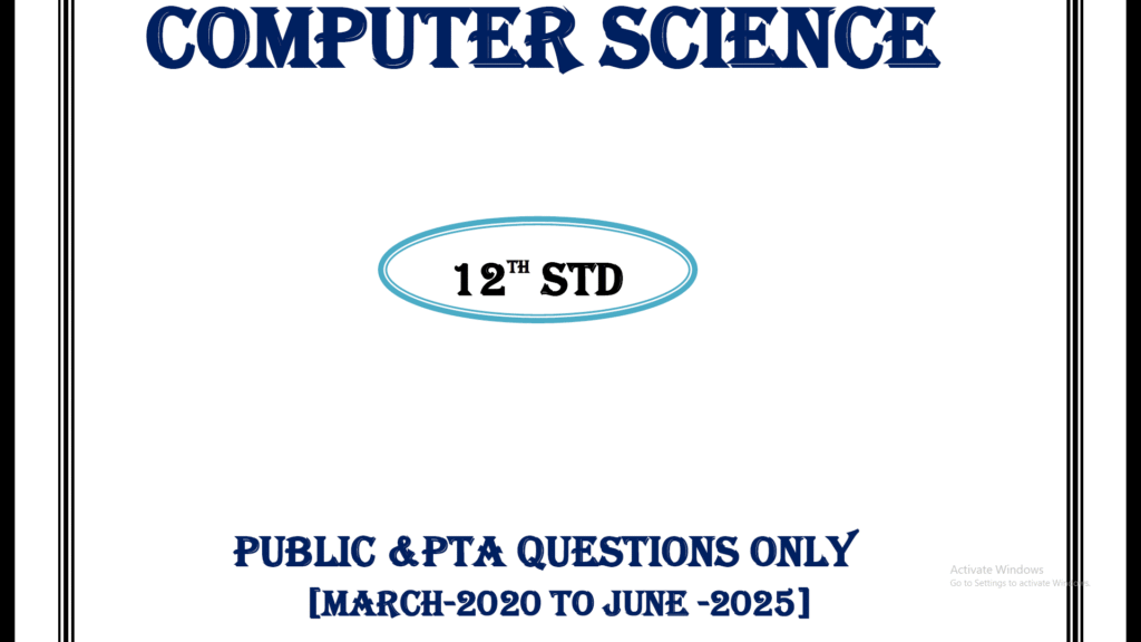 12th Computer Science Public Exam & PTA Questions Only English Medium ...